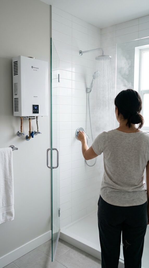 Regadera con agua caliente